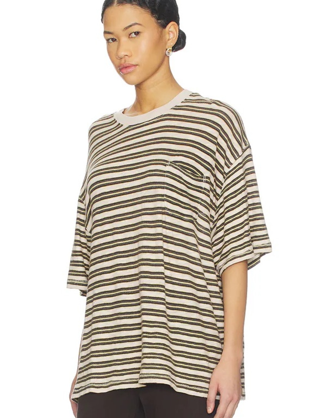 NWT We The Free Cotton All Love Striped Pocket Tee in Tea Combo size Medium